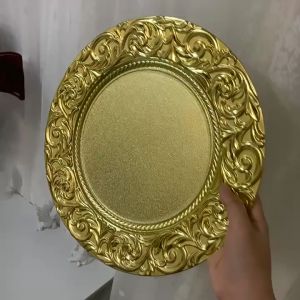 ถาดทองเหลือง ขนาด33ซม.ลายสวย จานทองหรูหรา