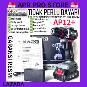 APR PRO STORE - bor brushless driver 10mm keyless auto lock type AP24PRO series fullset accecoris mesin bor cordless 2 baterai