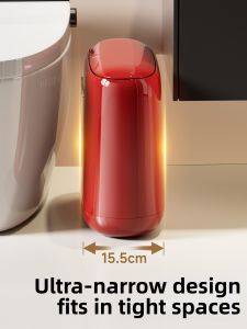 ASCOR | Living Room Bathroom Press Type Slim Design Trash Can With Lid