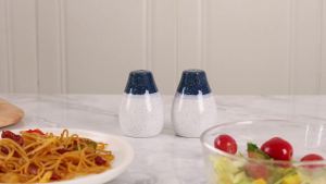 Ceramic Salt and Pepper Shakers Set Cute Modern Farmhouse Kitchen Decor Salt Shaker Salt and Pepper Set of 2 Salt Container for Kitchen Table Home (Blue & White)