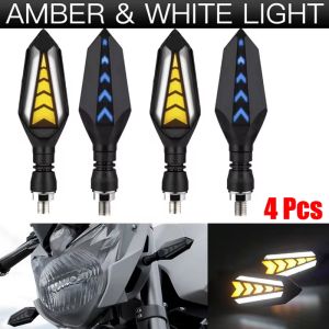 Motorcycle Turn Signal LED Indicator Blinker Light White Amber DRL Arrows LED Sequential Flowing 12V 10mm For Honda For Yamaha