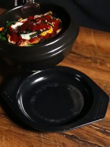 BOSSLU Mangkok Korean Hotpot Keramik Tanah Liat Mangkok Sup Dolsot Bibimbap Alas Ttukbaegi
