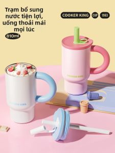 COOKER KING | Large Capacity Straw Stainless Steel Thermos Tumbler