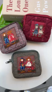 100 กระเป๋าสตางค์ผ้าทอ ซิปคู่ มีลายการ์ตูน