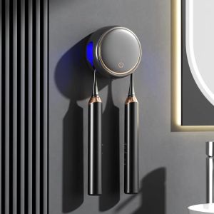 UV Toothbrush SanitizerToothbrush Sanitizer HolderSterilization&Timing FunctionsRechargeable Cordless Wall Mounted Toothbrush