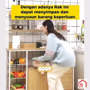 Kitchen Cabinet Rack 80CM/100CM/120CM Kitchen Storage Rack Utility Shelf Home Rack Rak Dapur Wooden Rack Cabinets Storage Multipurpose Oven Shelf