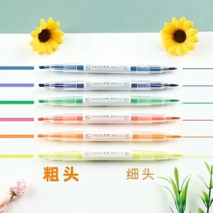 Night Writer Steel Note Marker Pen Morandi 6 Color Highlighter Eye Protection Soft Head Marker Student Oblique Head Highlighter Set Color Elementary School Student Fixing Pen