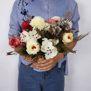 Unico PBP153 Tanaman Hias Tangkai Bunga Mawar Tangkai Ornamen Hiasan Dekorasi Pajangan Ruangan Rumah Buatan Artificial Rose Mary Mixed Flower COD