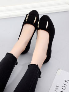 Womens Flat Shoes Soft Bottom Slip-On Spring Autumn New Style Old Beijing Cloth Shoes Fashionable Versatile Mom Flat Shoes Fashionable Square Buckle Single Shoes