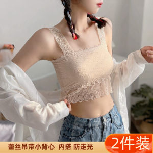 เสื้อชั้นในลูกไม้สีขาว ชุดชั้นในสายเดี่ยว ป้องกันการสัมผัส ชุดชั้นในหลังสวย ชุดชั้นในเด็กผู้หญิง ชุดชั้นในสายเดี่ยว แผ่นเสริมหน้าอก