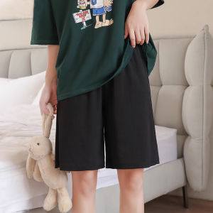 Ice Silk Womens Pajama Pants Shorts Womens Summer Thin High Waist Loose Large Size Gray Casual Home Large Trunks Half Length