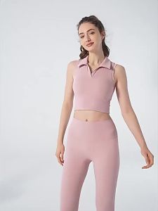 alo yoga Áo vest yoga kiểu dáng với cổ gập cho phụ nữ giảm cân chạy bộ thể dục thoáng khí không tay thể thao ôm sát