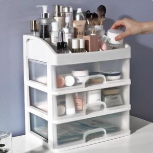 Transparent Cosmetic Storage Box Drawer Style Jewelry Desk Organizer Home Skin Care Products Tray Underbed Tidy up Solution