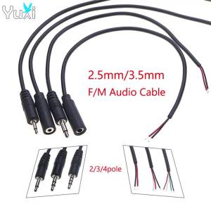 YuXi 2.5mm 3.5mm Male Female 2/3/4 Pole Mono/Stereo Aux Plug Jack Connector To Bare Wire End For DIY Audio Headphone Cable