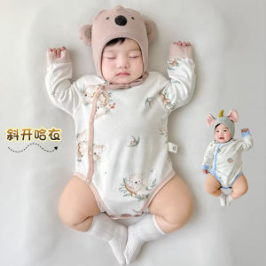 Four Seasons Newborn Monk Clothes Clothes for Babies Cotton Butt Wrap Clothes Baby Boneless Rompers Jumpsuit Bottoming Shirt