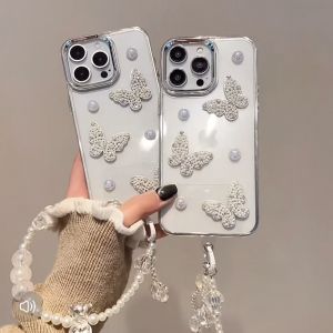 IPH 16 16 Plus 16 Pro 16 Pro Max butterfly pearl Space Metal Transparent Soft Case