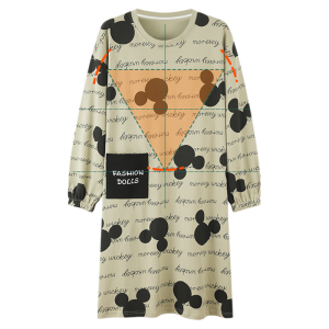 Miiow | Cat Woman Cotton Sleep Dress Womens Spring Autumn Casual Wearable Home Clothes Nightgown With Chest Pad Round Neck Long Sleeve