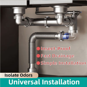 Flexible Kitchen Drain Pipe Anti-odor And Anti-blocking Sink Pipe Single Or Double Garbage Trap Sink Accessories for Bathroom Basin or Kitchen Sink