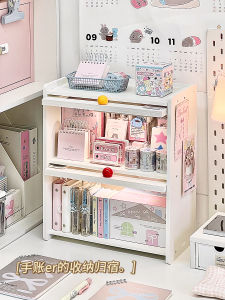 กล่องเก็บของพื้นโต๊ะแบบพับปิด กันฝุ่น สำหรับนักเรียนหอพัก เก็บของแบบกระดาษโน้ต เก็บของแบบยาว 2 ชั้น วัสดุไม้เทียม