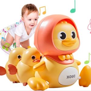 Baby Crawling Toys Musical Duck Walking Toys Early Learning Interactive Crawling Toy Night Light Toy for Boy Girl Birthday Gift