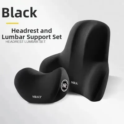 FUJIUSHUANG | Car Lumbar Support Pillow Neck Support Headrest Set Memory Foam