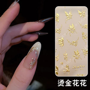 New Arrival Gilding Bring In Wealth and Treasure Fugui Pansy Nail Sticker Gilding Flower Retro Gold Flower Adhesive Nail Sticker