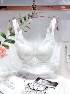 Adjustable Womens Underwear White Medium Thin Gathered Anti-Sagging Small Breast Ensemble Sub-Pectoral Bra Four Button Chest