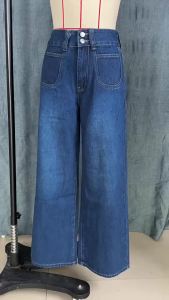 Quần Jeans Nữ Ống Rộng Cạp Cao Thời Trang Dáng Rộng Màu Trơn Kiểu Dáng Châu Âu Hai Cúc Quần Baggy
