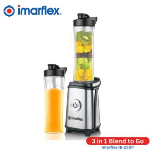 Imarflex Blender Heavy Duty Original IB-250P 3-in-1 Blend To Go Portable Stainless Steel