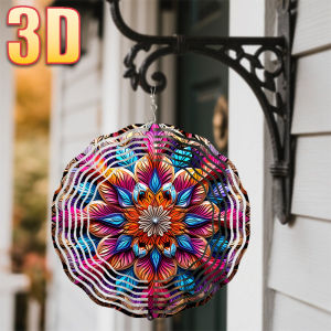 CIFbuy | Đồ Trang Trí Quay Gió Mandala 3D Nhiều Màu Sắc 10 Inch Bằng Kim Loại Có Móc Xoay 360 Độ Dùng Trang Trí Trong Nhà Ngoài Trời Sân Vườn Hiên Nhà Ban Công