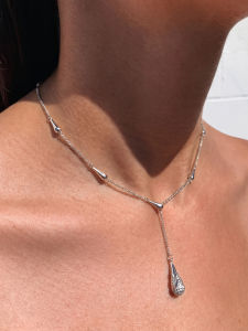 CAFFTI | Long Waterdrop-shaped Zircon Necklace Lightweight Luxury Style