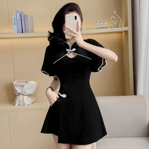 Improved Cheongsam Chinese Style Foot Massage Dress Spa Foot Bath Technician Set Beauty Salon Work Uniform Polyester Fiber Short Sleeve