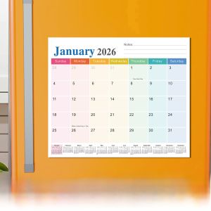Magnetic Refrigerator Calendar Stickers English 18-Month Planner Notebook Home Use Monthly Calendar Business Casual Style