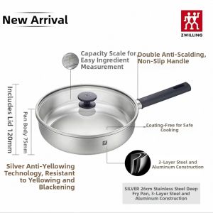 ZWILLING | Stainless Steel Non-Yellowing Coating-Free Frying Pan 26cm