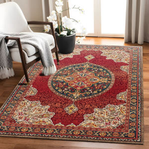 American Washable Anti-Slip Vintage Carpet Ethnic Style Living Room Sofa Rug Home Use Bedroom Woolen Rectangle Mat