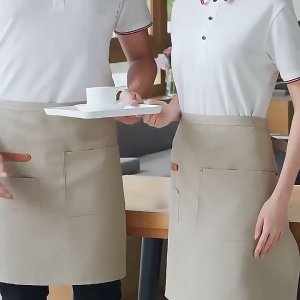 Half Length Apron Canvas Waterproof And Oil Resistant Half Cut Dining And Kitchen Work Clothes