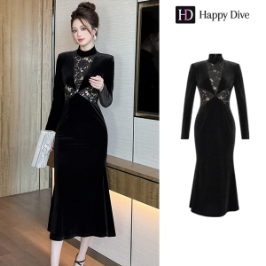ZYHT Eravogue Womens Dresses Black Dresses Velvet Dresses Long Dresses Formal Occasion Dresses Party Evening Dresses Work Dresses Birthday Party Dresses Elegant Dresses 70610