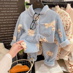 JIFANPAUL | Bộ Đồ Ngủ Velvet Ấm Áp Cho Trẻ Em