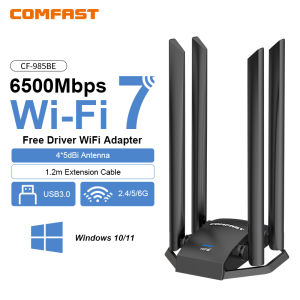 COMFAST WiFi 7 BE6500 USB Adapter 2.4G/5.8G/6G USB 3.0 WIFI High Gain 4 Antenna Network Card Driver-Free For PC/Laptop Win10/11
