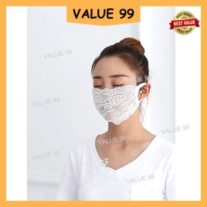 Value99 Face Cover Black Solid Various Colors Rewashable Reusable Mask Black Lace facemask lace manik Facemask pengantin