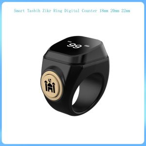 แหวนสมาร์ท Tasbih Zikr 18มม. 20มม. 22มม. พร้อมจอแสดงผล LED เครื่องนับแบบดิจิตอลชาร์จสวดมนต์มุสลิมได้เตือนความจำ