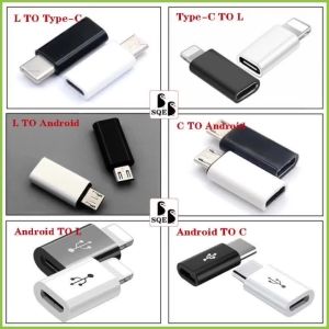 【12 ABS Styles】Type-C to Micro USB to Ligh to Type C to Micro Adapter compatible for Android Converter Data Sync Charging Cable Connector