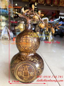 Hồ lô bằng đồng men gấm phong thủy cao 30cm đk bụng 14cm nặng 22kg