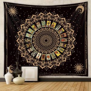 VIKAMA Goth Witchy Skull Tường Thảm Trang Trí Màu Đen Trắng Bướm Đêm Rắn Mặt Trăng Chòm Sao Huyền Bí Teen Trang Trí Phòng Treo Vải