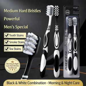 2PCS Hard Bristle Toothbrush Deep Cleaning Adult Dental Care  Teeth Whitening Stain Removal Oral Care Toothbrush