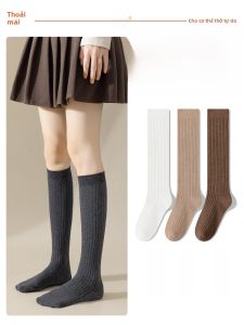 JINGCHI | Tất dài đến bắp chân bằng cotton nguyên chất cho nữ mùa thu đông Tất cao đến đầu gối có tác dụng giảm béo Tất đi trong tuyết