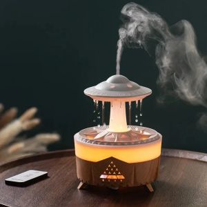 Rain Cloud Humidifier & Essential Oil Diffuser UFO Design with Falling Raindrops 7-Color LED Remote Control for Bedroom Office