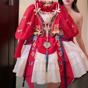 Lolita Birthday Girl Dress Childrens Autumn Winter High Waist Cotton Blend Long Sleeve mid Length Princess Skirt Fashionable Baby Clothes