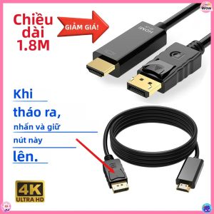 4K * 2K DisplayPort Sang HDMI Adapter 1.8m Cáp DP Sang HDMI Cho Máy Tính Để Bàn Laptop PC Màn Hình TV Máy Chiếu HDMI-Tương Thích 1.4