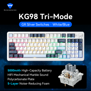 MACHENIKE KG98 Full Size Mechanical Keyboard Tri Mode 10000mAh Bluetooth Wireless Gaming Keyboards Kailh Switch Gasket RGB